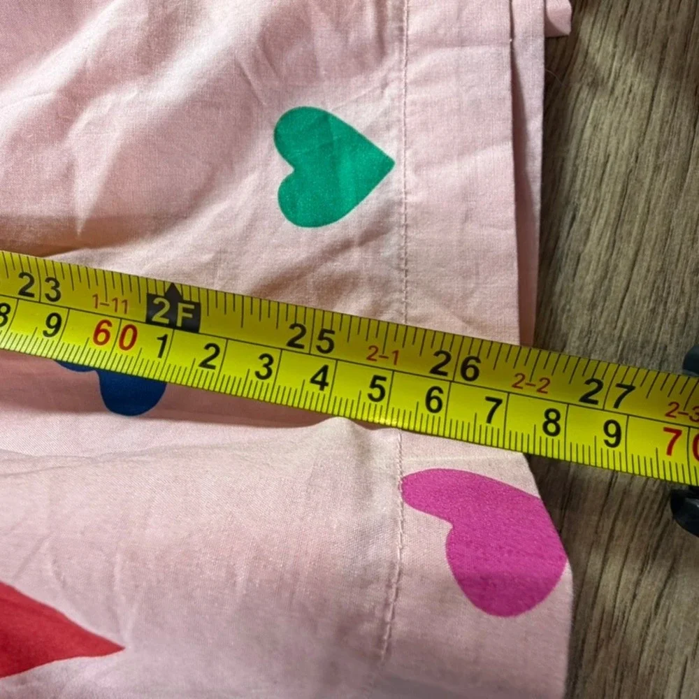 Mini Boden Girls Pink Striped Heart Print Long Sleeve Mixed Media Dress 7/8